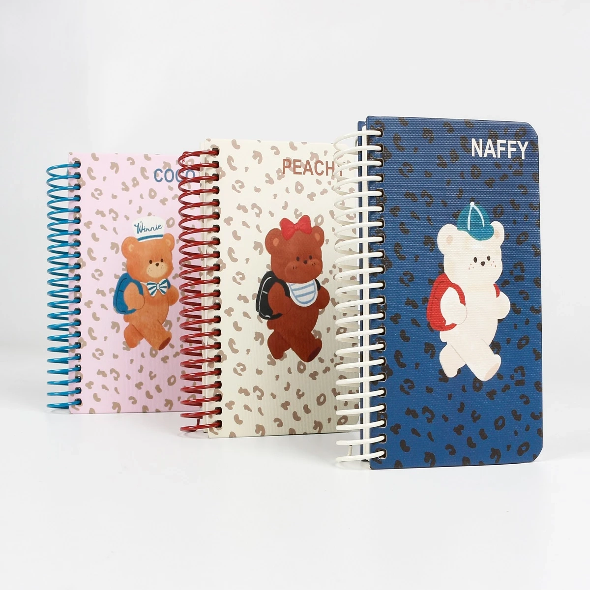 Leopardmönster Little Bear Diary Mini A7 Coil Notebook Söt djur Tecknad Skola Säsong Daglig Coil Notebook Collection